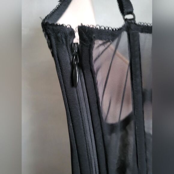 Victoria's Secret Lace & Sheer Corset with Garder Straps Size 32D EUC - Picture 4 of 9
